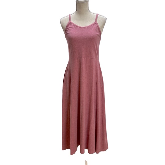 Pact Dresses & Skirts - Pact Pink Organic Cotton Fit & Flare Midi Dress Size Large Pockets Sustainable